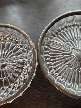 Vintage~ Cut Glass Serving Trays with Silver Rim On One For Sure.